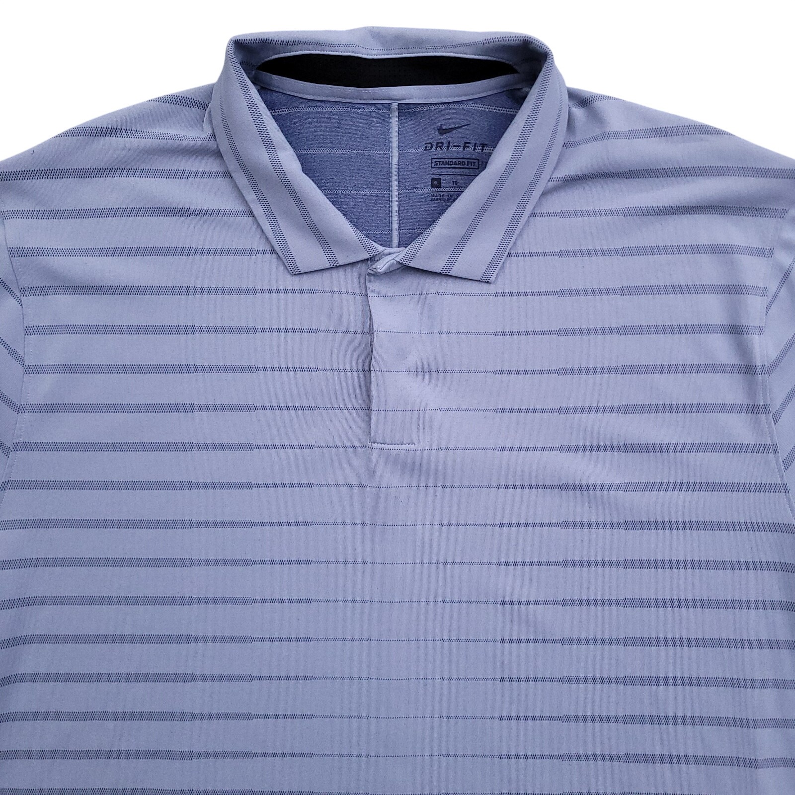 Nike Tiger Woods Polo Shirt Mens Xl Blue Snap Button Drifit Performance Golf